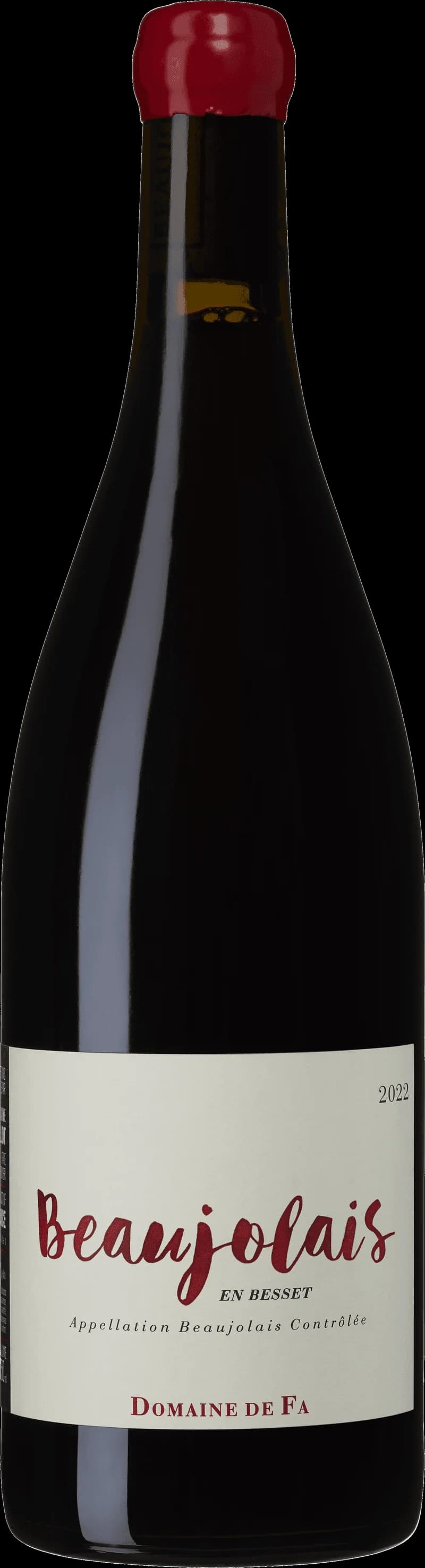 Flaska Beaujolais en Besset rött vin mot neutral bakgrund