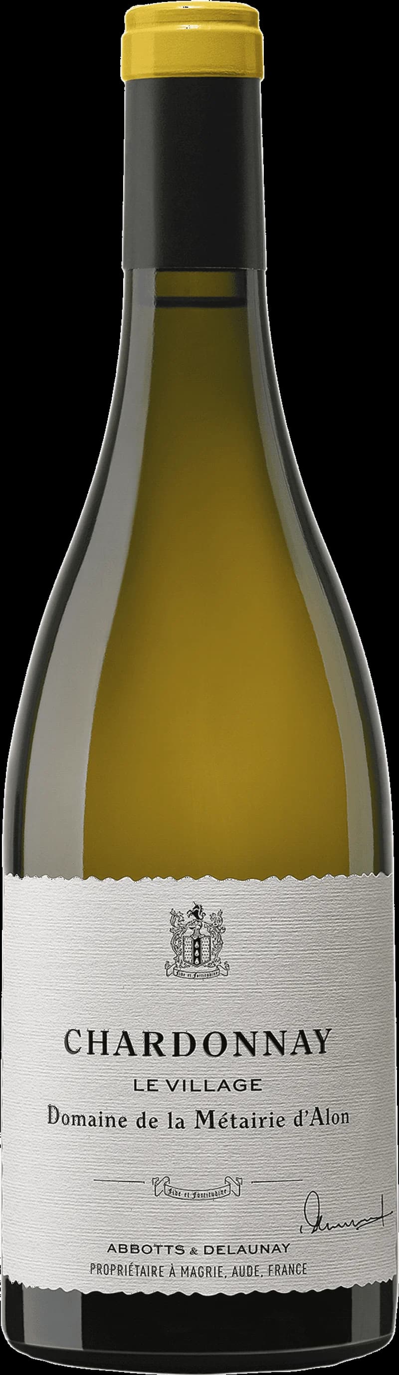Flaska Metairie d'Alon vitt vin mot ljus bakgrund