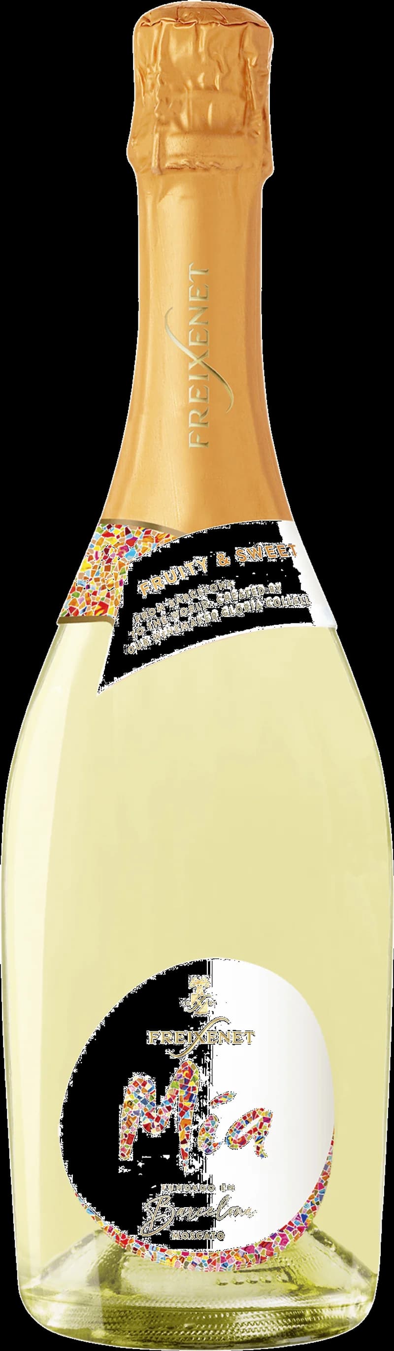 Mia mousserande vin i ett elegant glas med bubblor.