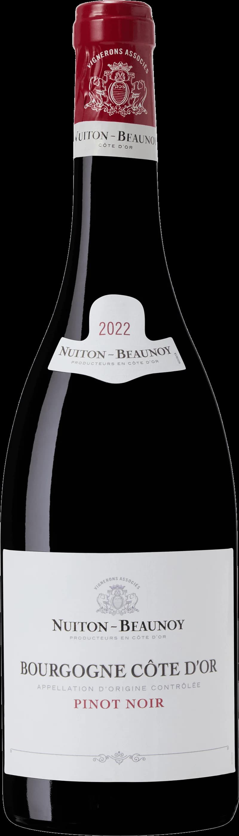 Flaska av rött vin från Nuiton Beaunoy