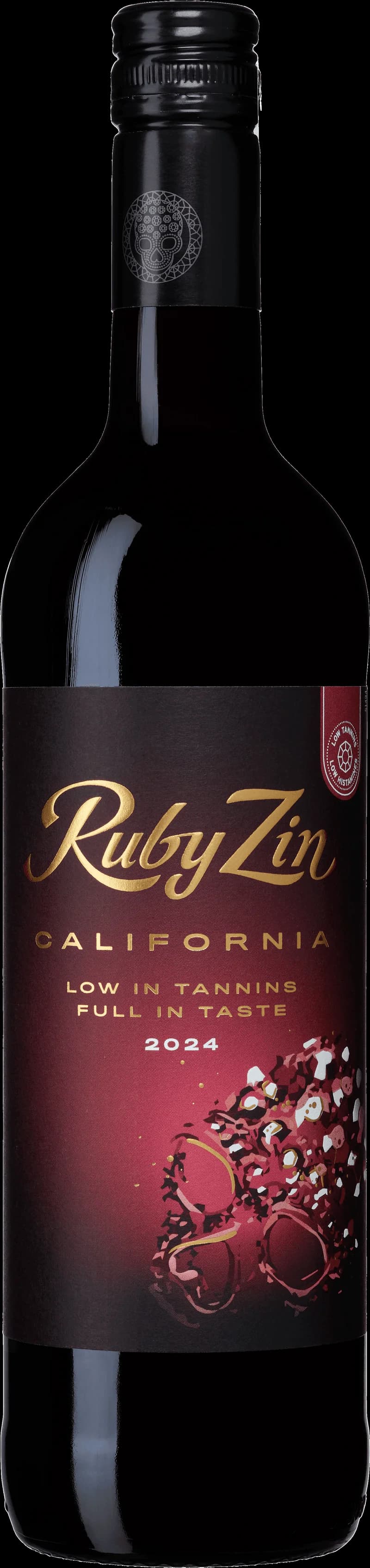 Flaska av rött vin Ruby Zin på en bordsservering