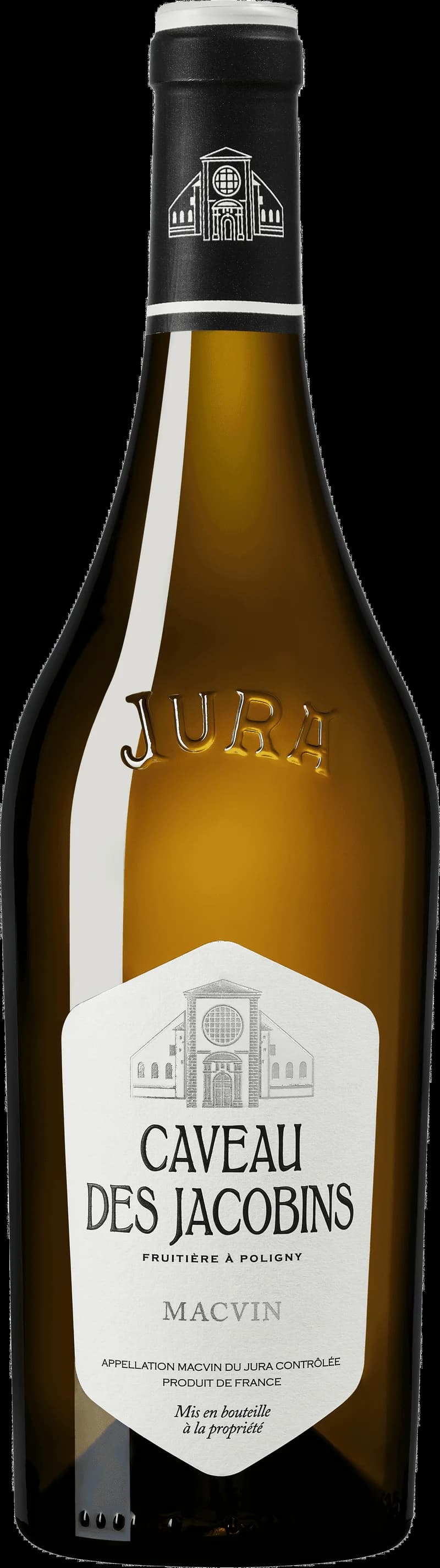 Flaska Macvin från Caveau des Jacobins serverad som aperitif, ett sött franskt vin från Jura.