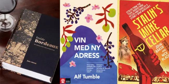 böcker om vin omslag på 3 böcker