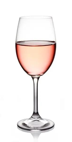 Glass of rose wine on white background